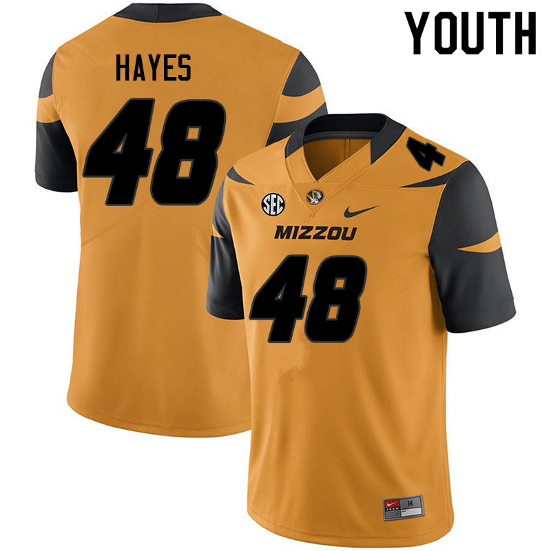 Youth #48 Caimin Hayes Missouri Tigers College Football Jerseys Sale-Yellow - Click Image to Close